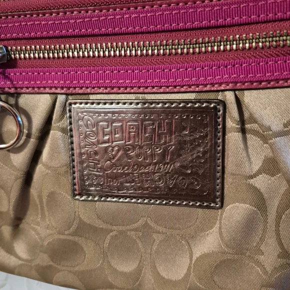 Coach Poppy Limited Edition Brown/ Pink  Monogram CC Logo Mini Crossbody Bag - Picture 5 of 9